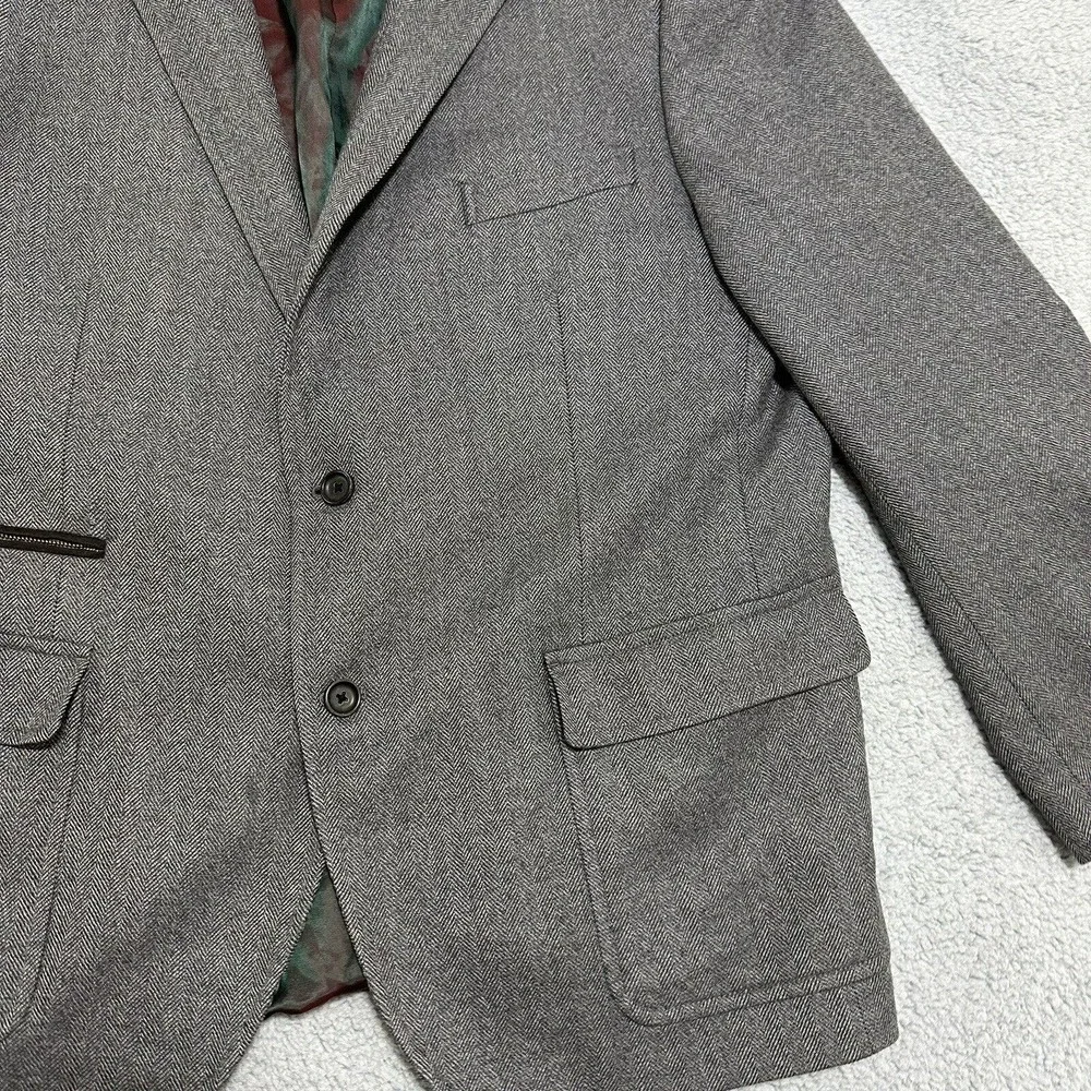 Ibiza Pagano Men’s 100% Gray Wool‎ Blazer Black Armpatch Size 46 R With Flaws